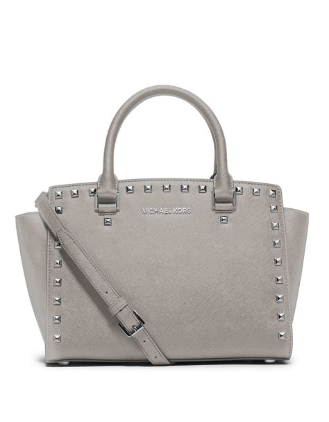 michael kors selma medium satchel grey|Michael Kors selma studded.